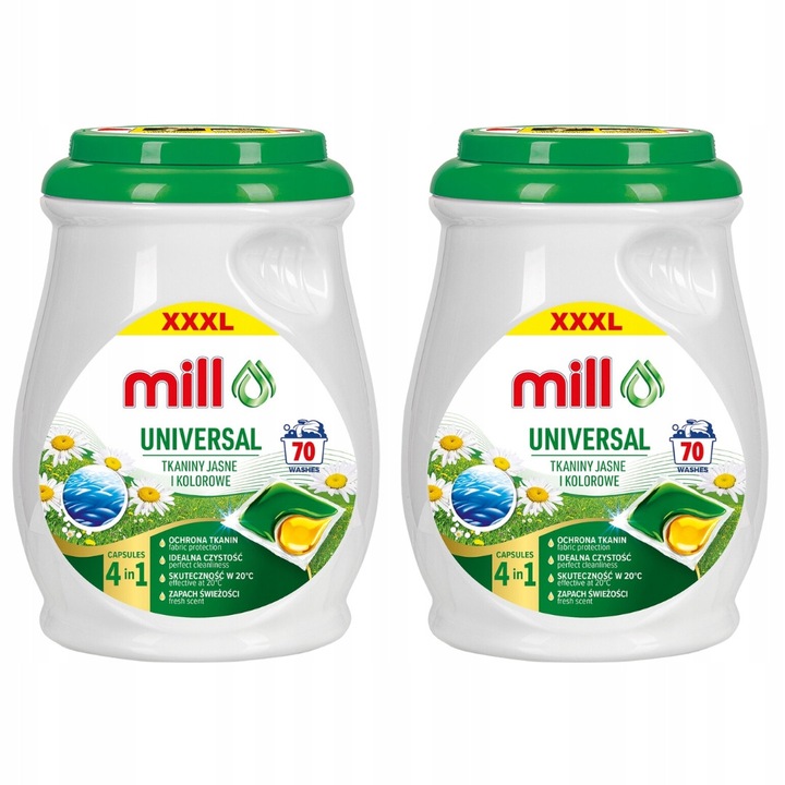 Mosószer, Mill, 70 kapszulás szett, minden textíliához, hatékony tisztítás, friss illat