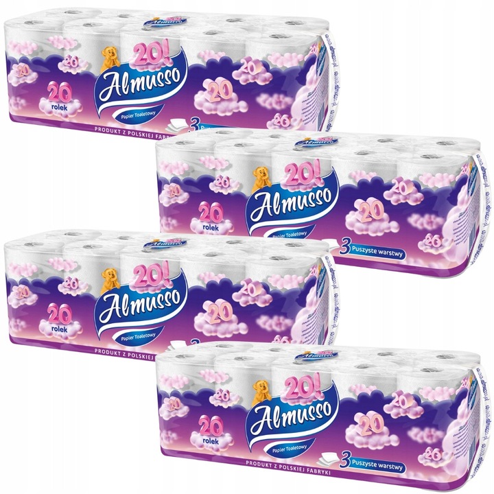 Set 20 Role de Hartie Igienica Almusso Chmurka 3-Warstwa 100% Celuloza, 12m