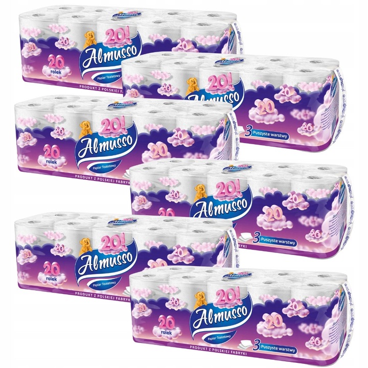 Set 20 role Almusso Chmurka hartie igienica 3-strat, 100% celuloza, 12m