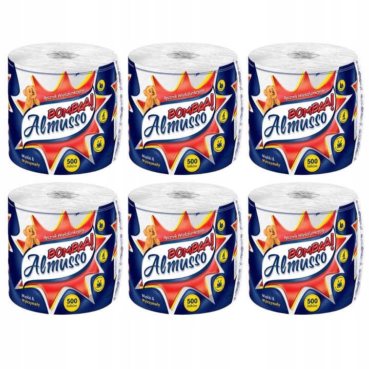 Set 6 Prosoape de Hartie Almusso BOMBAA 100m, Multicolor