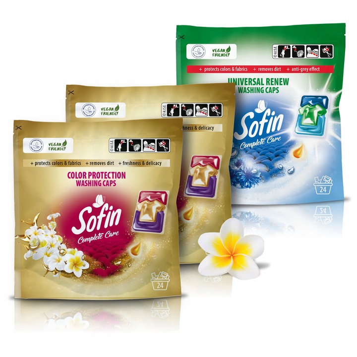 Sofin mosókapszula mix 72 db, színvédelem, vegán, színes és fehér textíliákhoz