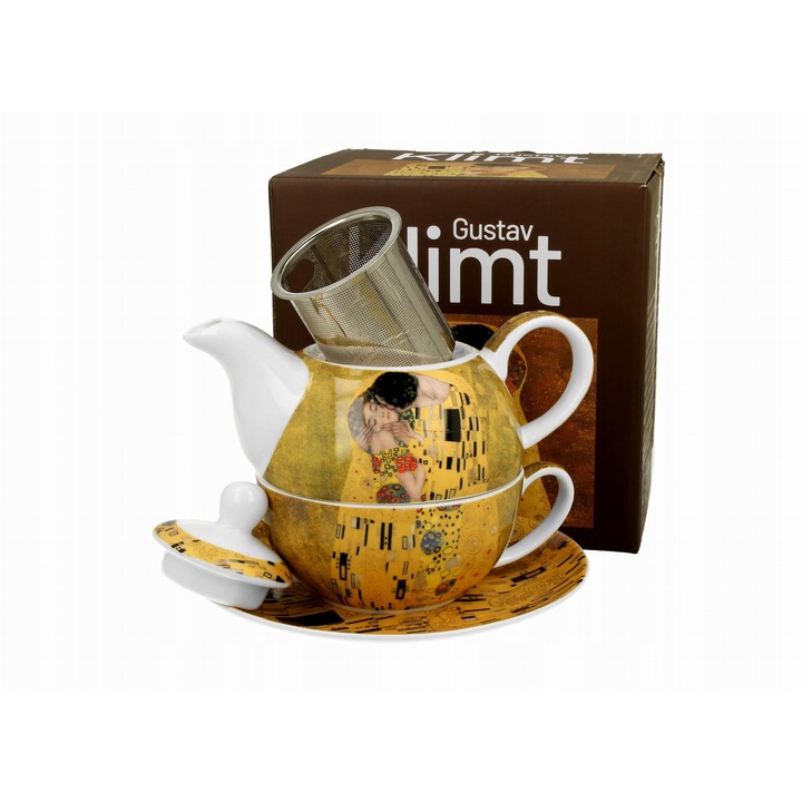 Set cana cu ceainic THE KISS CLASSIC, portelan New Bone China, multicolor, 300/350ml, 11x5,5cm