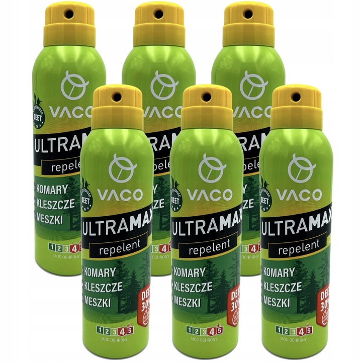 Set 6 spray-uri ULTRAMAX pentru tantari si capuse 170ml, 30% DEET, protectie 8 ore, cu ulei de eucalipt citric