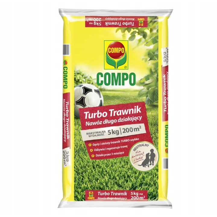 Гранулиран тор за тревни площи Compo 5кг, дълготрайно действие, ефективен