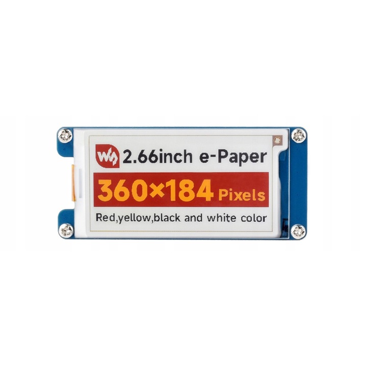 Модул e-Paper 2,66", WaveShare, 4 цвята, 360x184px, комплект с кабел GH1.25 9PIN 20cm