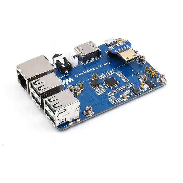Adaptor Zero-to-Pi3 pentru Raspberry Pi Zero 2 W, 4 porturi USB, RJ45, 85x56mm, set cu adaptor HDMI