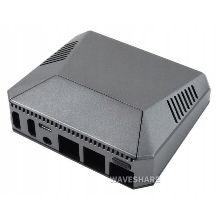 Carcasa WaveShare Argon One V2 pentru Raspberry Pi 4, aluminiu, gri, cu ventilator si radiatoare