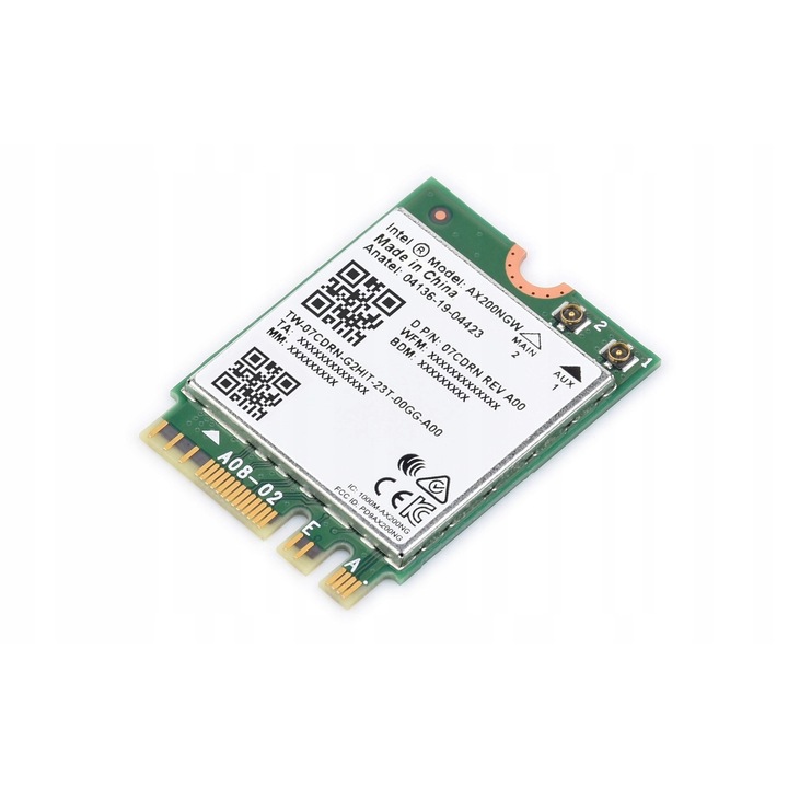 Модул Wireless-AX200, WaveShare, Wi-Fi 6 Dual-Band, 574Mbps/2400Mbps, 22x30x2,4mm, комплект с 2 антени