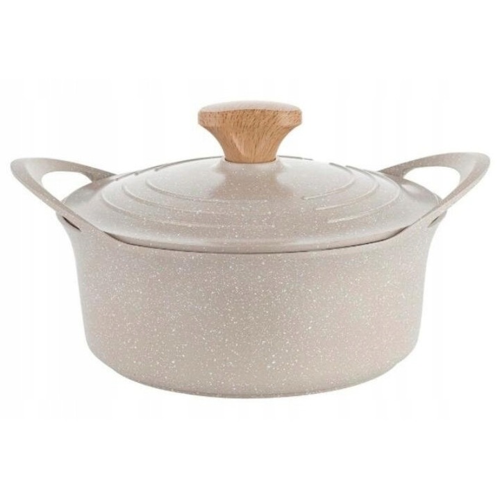 Oala aluminiu Florina Oslo 28cm 6,7l crem, interior ceramic neaderent, set 2 piese