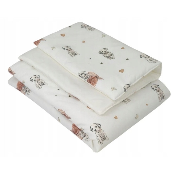 Lenjerie patut copii, Koell, Premium, set cu patura 120x90cm si pernuta 40x60cm, Dalmatynczyki, L