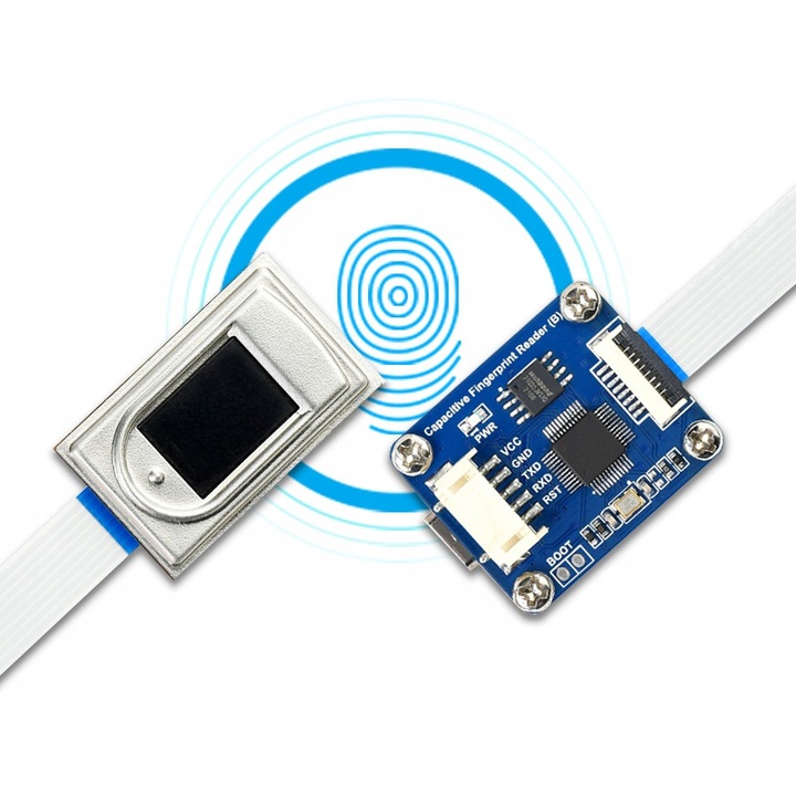Капацитивен четец на пръстови отпечатъци, WaveShare, UART/USB, 34x28.5mm, пълен комплект