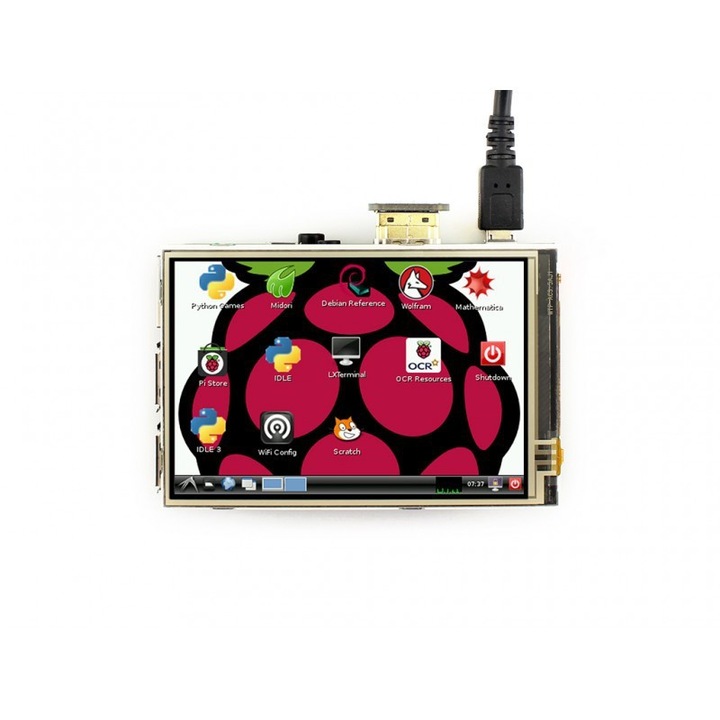 Модул LCD 3.5" WaveShare, резолюция 480x320, резистивен тъч панел, HDMI интерфейс