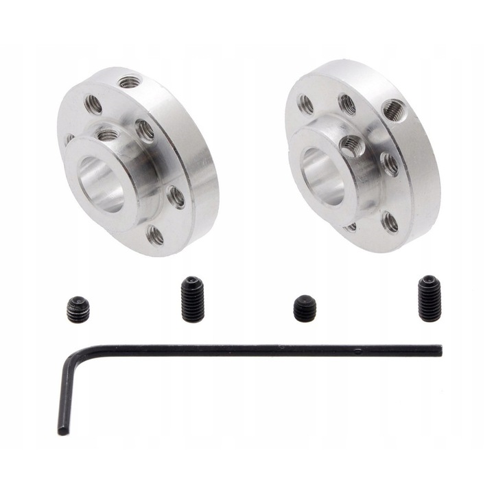 Set 2 x Hub-uri din aluminiu pentru motor 8mm, compatibile cu roti Pololu 80 si 90 mm