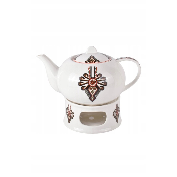 Duo teáskanna, New Bone China porcelán, 1200ml, 9x12,5cm, szett tartóval