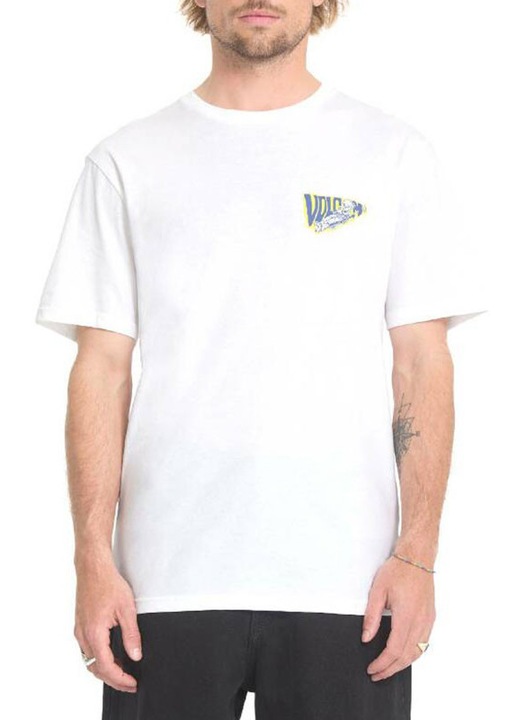 Мъжка тениска, Volcom, класическа кройка, ситопечат, бял, памук, Бял
