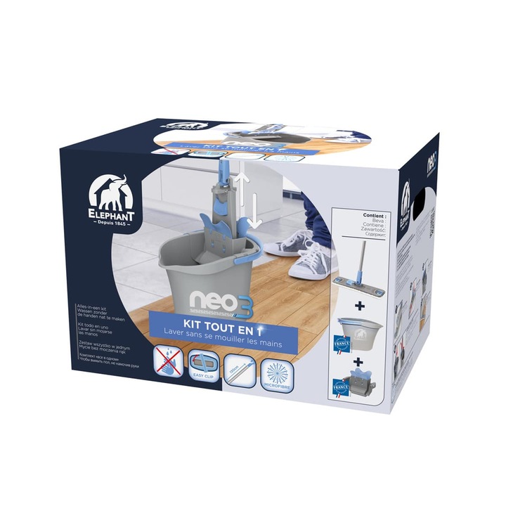 Set mop cu galeta Elephant NEO, 40x29x28cm, 14l, sistem de stoarcere fara murdarie