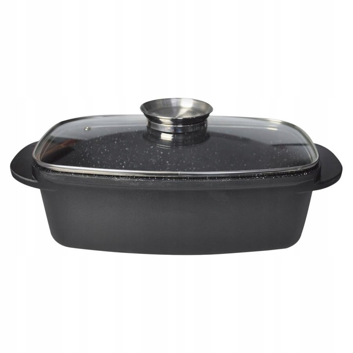 Tigaie Melker 32x10,5cm, PFLUON, 5,4L, neagra cu efect de granit, pentru toate tipurile de plite