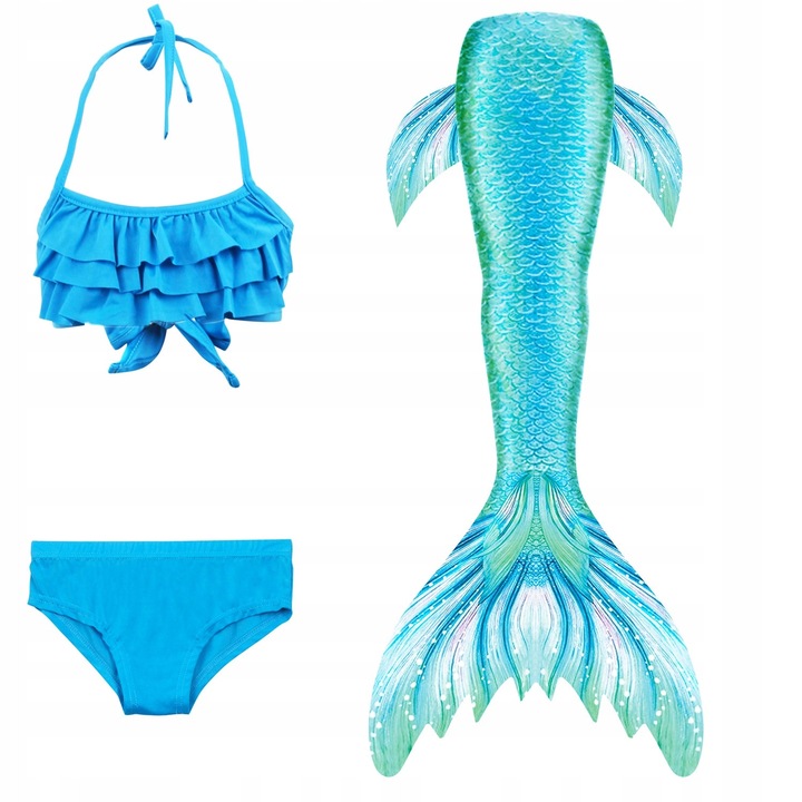 Costum de baie pentru copii MASTER Diana, 150 cm, cu partea de sus, partea de jos si coada de sirena, multicolor