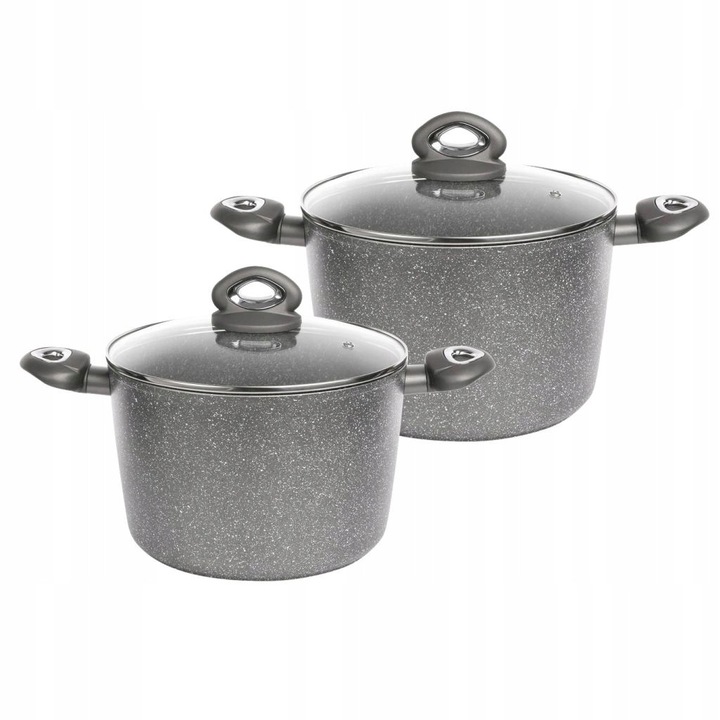 Set 2 oale Valdinox Rock, 20x24cm, 3,2l/6,0l, aluminiu, negru