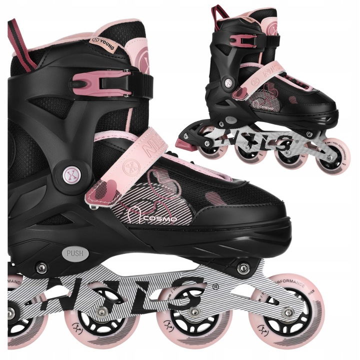 Rolki Nils Extreme 34-37, regulabile, ABEC-7, cauciuc, pentru tineret