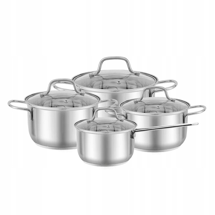 Set oale din inox Altom Design Niko 8 el., argintiu, 14x9cm, 16x10cm, 18x11cm, 22x13cm