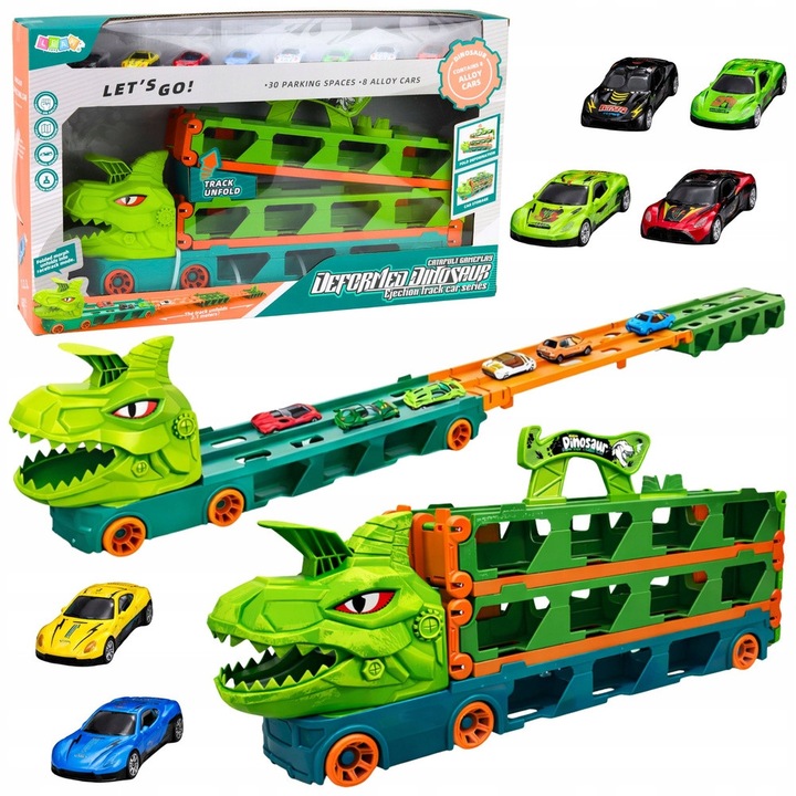 Set Masinute LEAN Toys, Ciezarowka Dinozaur, 4 in 1, multicolor