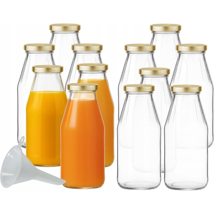Mikken 12 db-os üvegpalack készlet, 500ml, kupakkal, mosogatógépben mosható