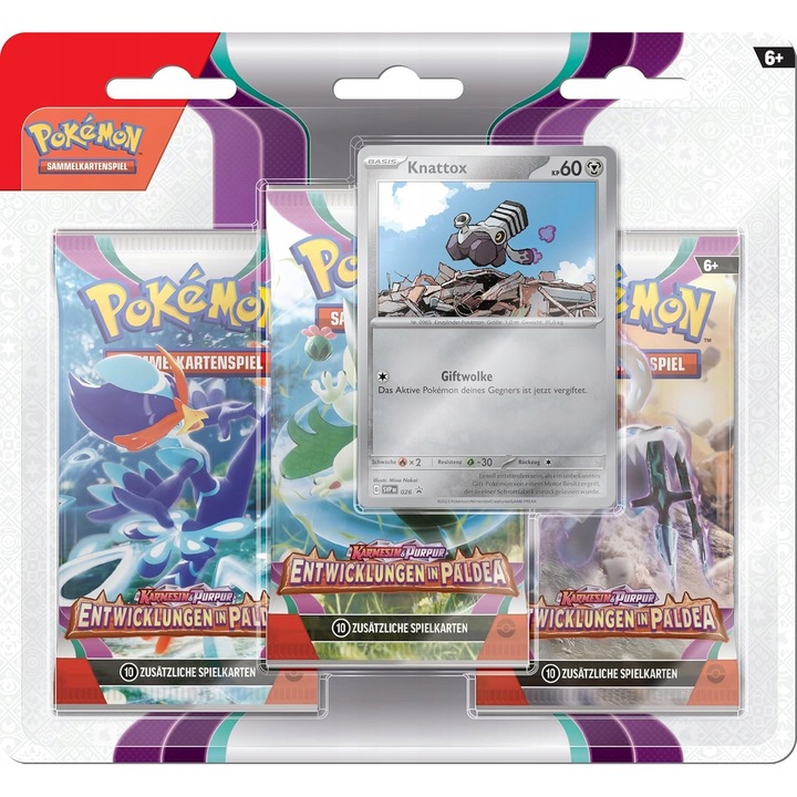 Pokemon - Gyűjthető kártyajáték, 3 booster csomag, karmazsin és bíbor, 2023