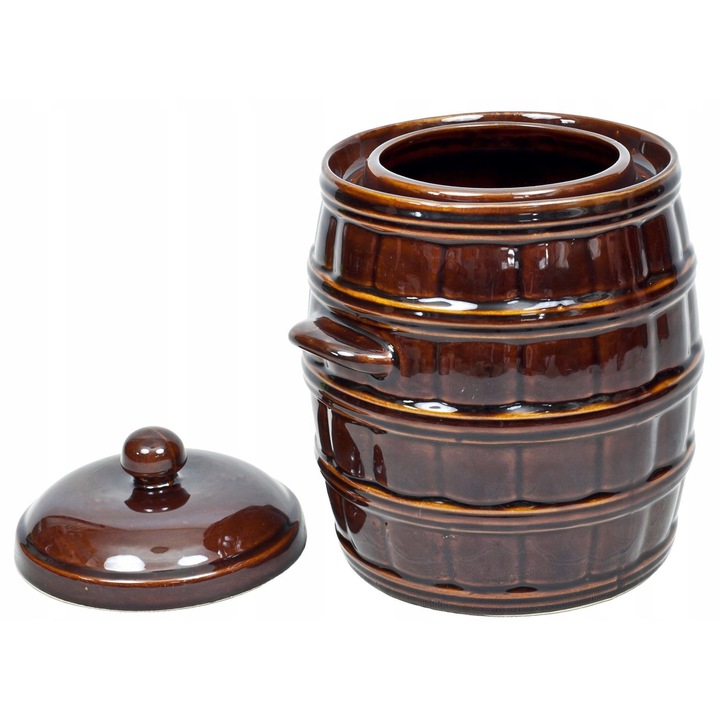 Буре с капак Krystynka, 8L, керамика, кафяво