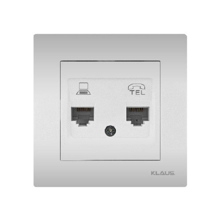 10 Bucati, Priza De Date + Telefon Aluminiu, Klaus KE01313 (10/120)