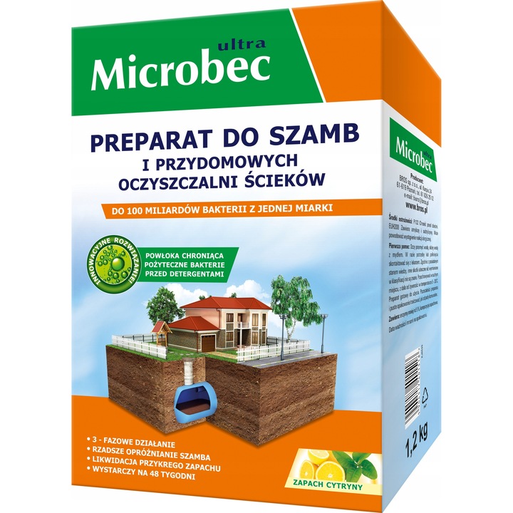 Микробиологичен препарат Bros Microbec Ultra, 1,2кг, цитрус, комплект 2 броя