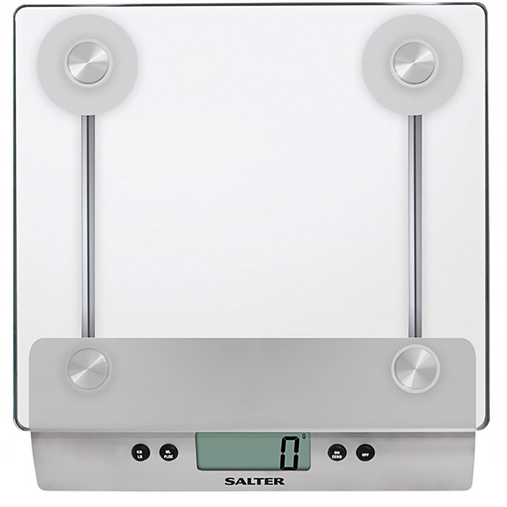 Cantar de bucatarie electronic Salter, 5kg, 1g precizie, argintiu, 21x20x3,6cm