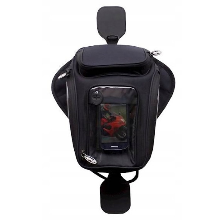 Torba motocicleta Naxa TZ2, 7 litri, neagra, cu 6 magneti, impermeabila, cu elemente reflectorizante