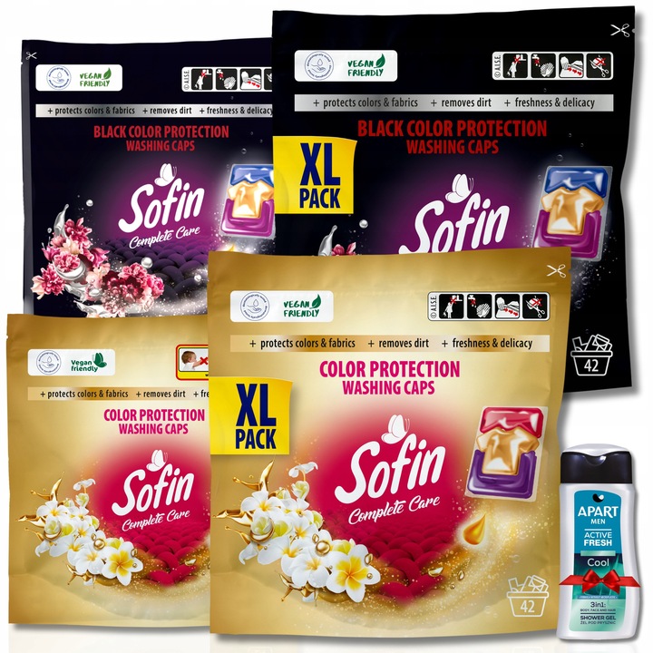 Sofin mosószer kapszula szett 66x2, színvédelem, hatékony alacsony hőmérsékleten, többszínű
