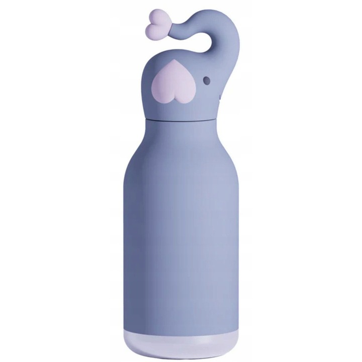 Butelca termica pentru copii Asobu Bestie, 0,46 l, inox, capacitate 460 ml, 7,6x20,3 cm, elefant