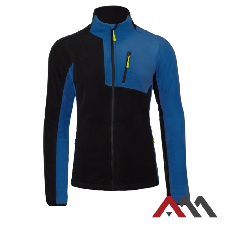 Bluza polar fleece de lucru Art-Mas ASYMETRIC, guler inalt, 3 buzunare, albastru-negru, 100% poliester, L