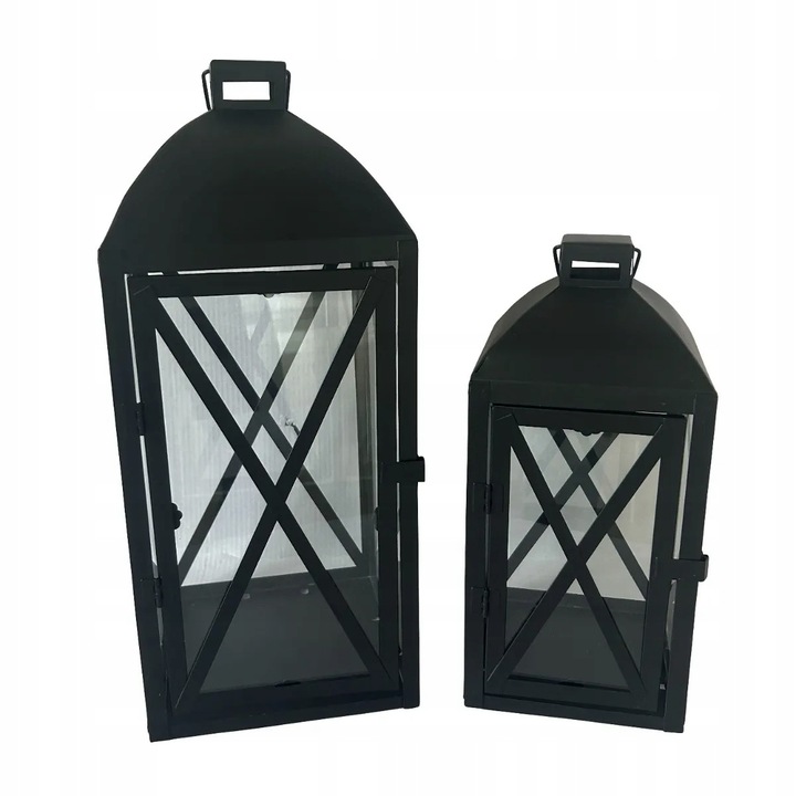 Комплект метални свещници, Altom Design, черен, 29x13,5см и 38x16,5см
