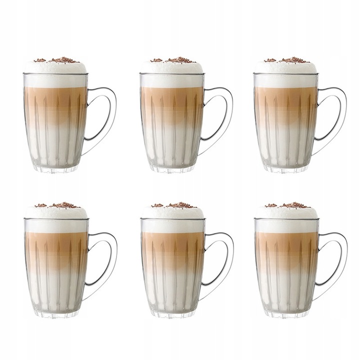 Set 12 cani din sticla Caffee Latte, 350 ml, 8x11,8 cm, transparent