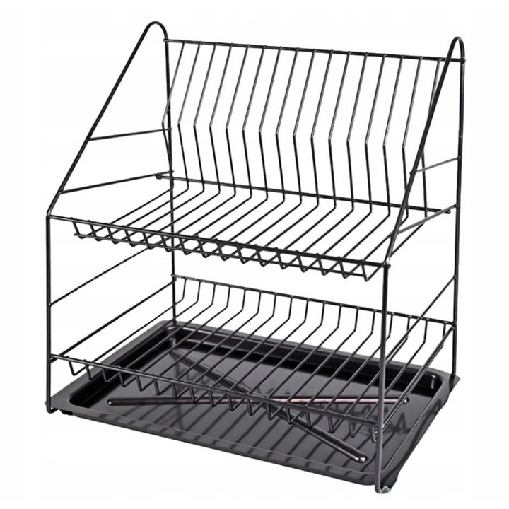 Scurgator vase, Metpol, 2 niveluri, 35x24x40cm, negru