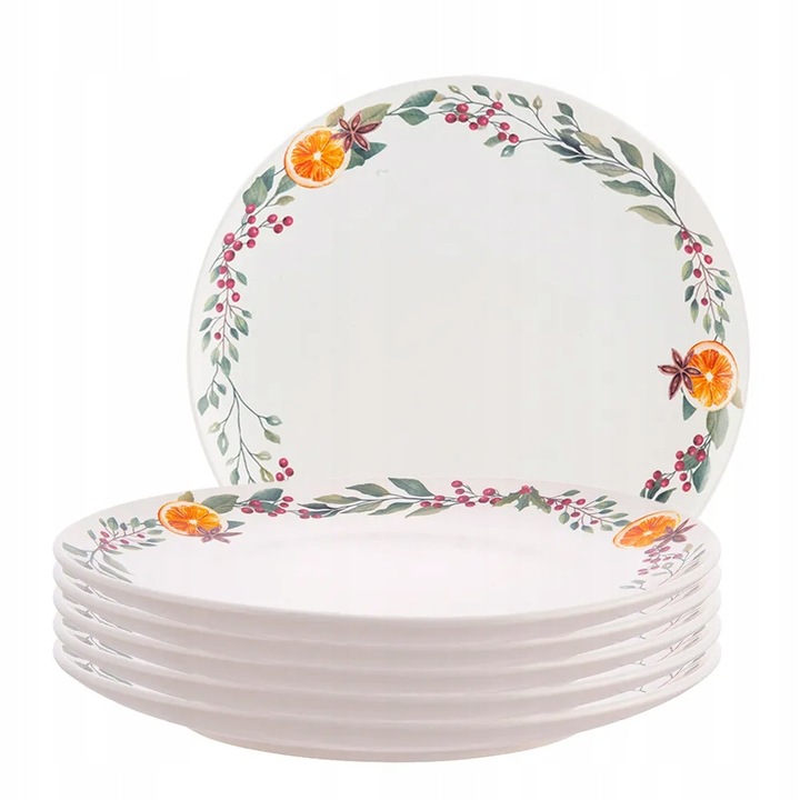 Комплект 6 десертни чинии, Altom Design, Winter Tea, 20 см, порцелан