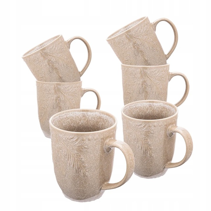 Set 6 cani ceramice Sosnowy Las, 420ml, bej, Altom Design