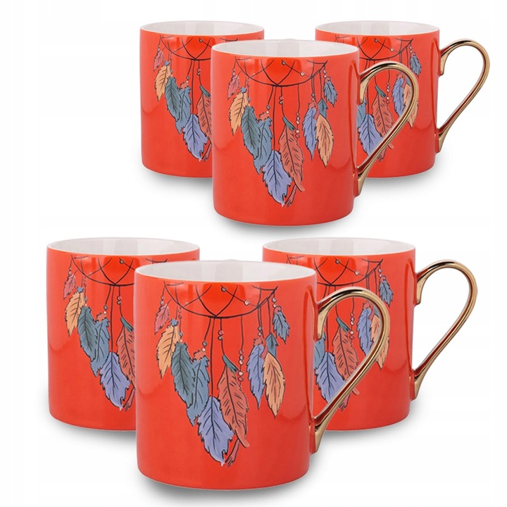 Set 6 cani Exotic, Altom Design, portocalie, aurie, 300 ml, 9,5x8,5 cm