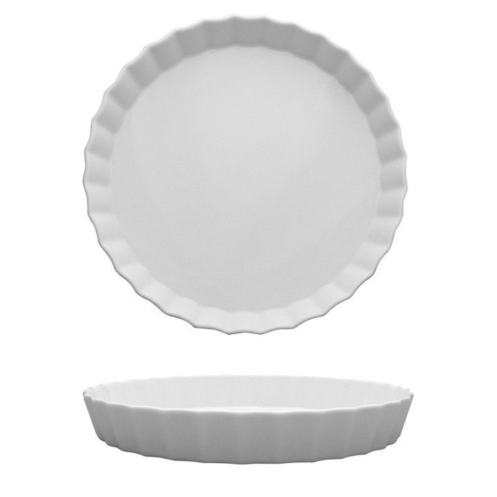 Tava de copt, Lubiana, model LU1646, 27,5cm, portelan, alb