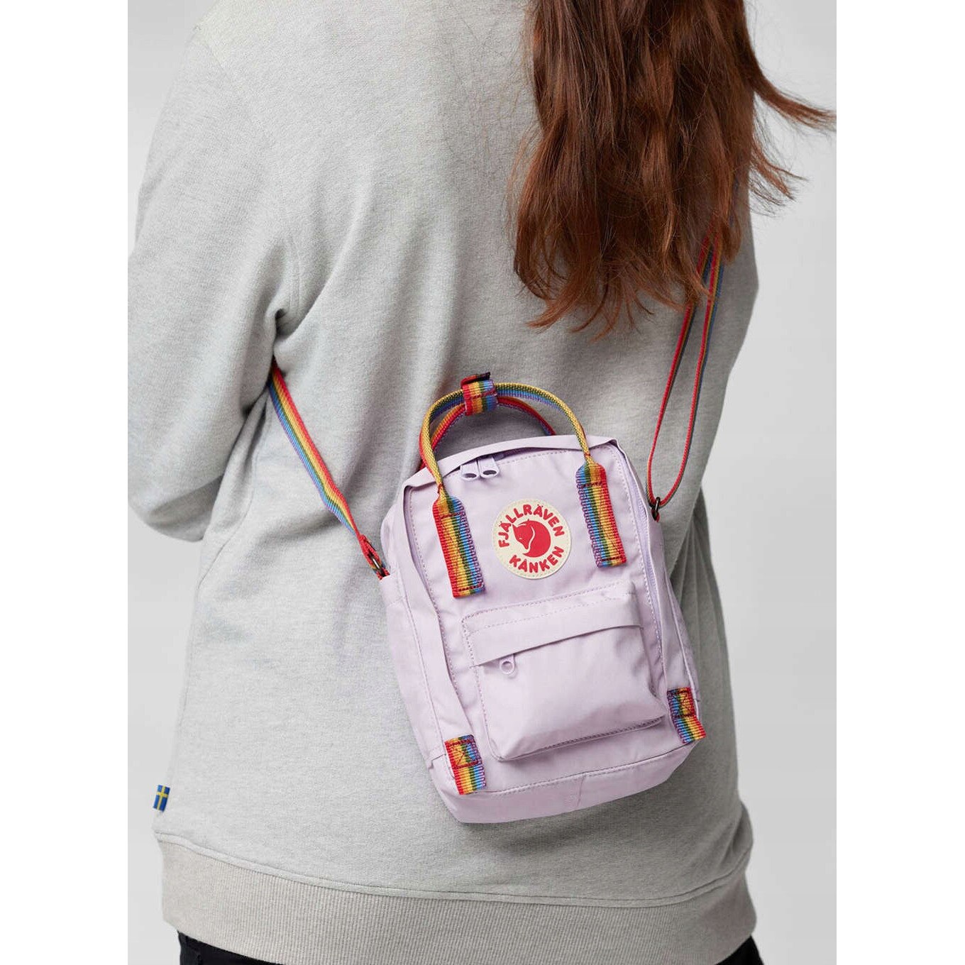 Geanta laptop Fjallraven Kanken Rainbow Sling, galben, 20x15x8cm, capacitate 2,5 litri, pentru tableta pana la 8"