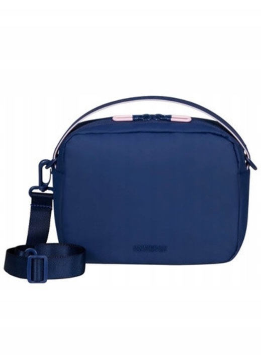 American Tourister PuffyPop Pouch válltáska, kompakt, AirPods zsebbel, kék, 20x20x9cm