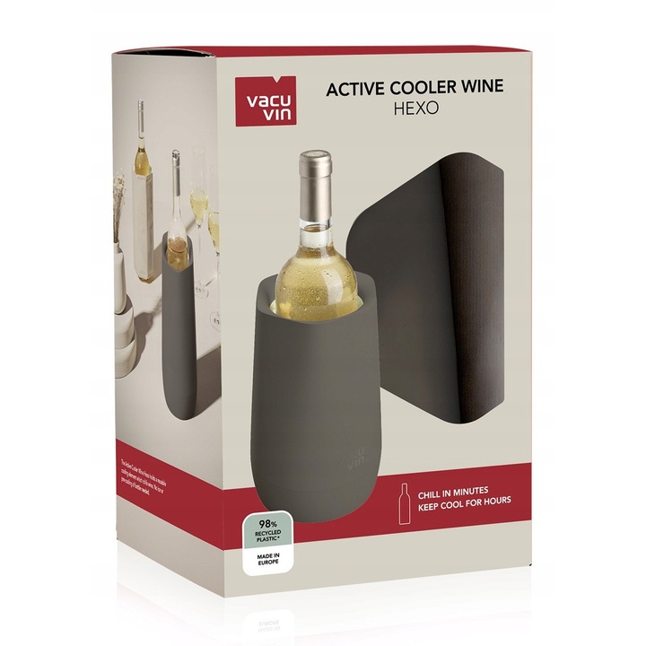 Racitor vin Vacu Vin Hexo 2 in 1, grafit, pentru sticle de vin standard