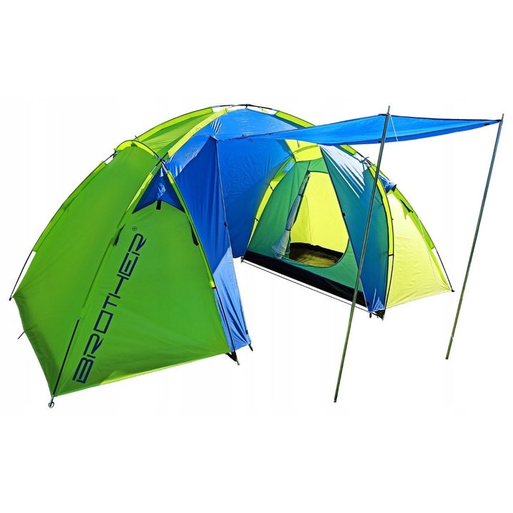 Cort camping pentru 4 persoane, ST07 ACRA, 2 dormitoare, 205x180cm, multicolor, 60x25x18cm