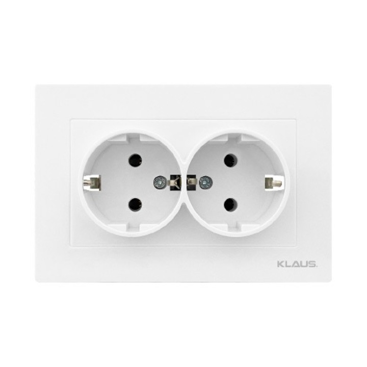 6 Bucati, Priza Dubla Cu Protectie Pentru Copii Alba, Klaus KE01108C (6/72)