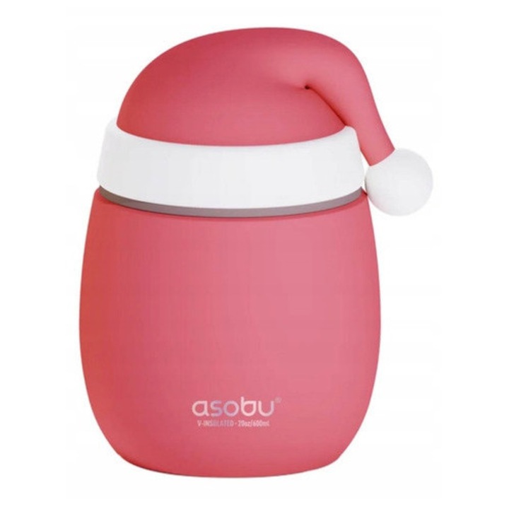 Termos pentru copii Asobu Bestie Foodie 0,6 l, inox, 12,7x12,7x17,8cm, design simpatic, capac etans