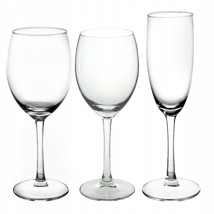 Set 18 pahare pentru vin alb, vin rosu si sampanie, Altom Design Diamond, 250ml, 330ml, 180ml